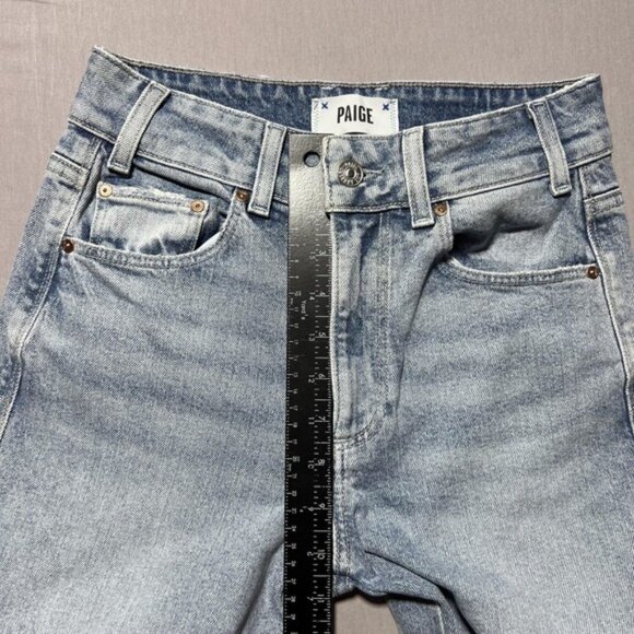 PAIGE Sasha Wide Leg Jeans Womens 25 Khristen Distressed Wash Blue High Rise - Picture 13 of 16